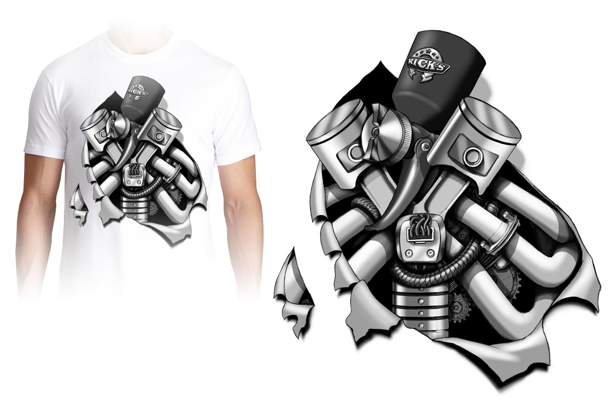 “Mechanical Heartbeat” – commissioned t-shirt design